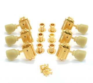 Grover 135g Die - Cast Vintage Style Gold Guitar Machine Head Tuners - 3 Per Side
