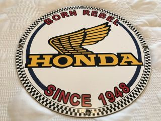 Vintage Honda Motor Company Porcelain Sign,  Dealer Service Station,  Gas Oil Auto