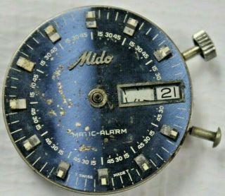 Mido Matic - Alarm Movement Very Rare Vintage Special Edition Blue Dial Day Date