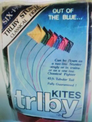 RARE NIP Vtg 1982 TRLBY KITES Stunter Fighter 45 FOOT TAIL 6 Pack IN PACKAGE 7