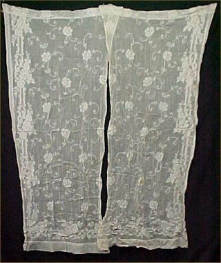 2 Vintage Antique Lace Curtain Panel 27x56 