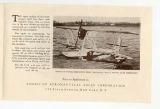 Vintage American Aeronautic Corp Savoia - Marchetti Baby Amphibian Airplane 3