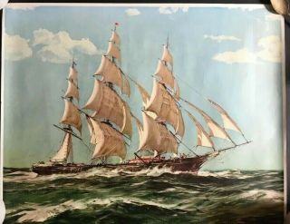 SEA WITCH LEADING SHIP PICTURE FRANK VINING SMITH 16x20 Vintage Lithograph 2