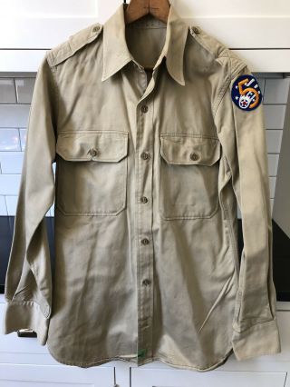 Wwii Usaaf 5th Air Force Patch And Khaki Cotton Shirt