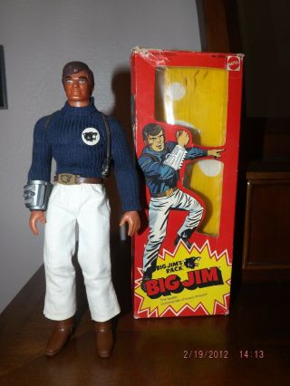 Vintage 1975 Mattel Big Jim Wolf Pack Blue Commander Leader 9 " Action Figure.