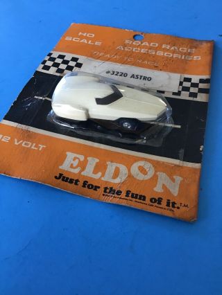 On The Card,  ELDON HO SLOT CAR,  1967 ASTRO 3220,  IN WHITE,  VERY.  RARE,  VINTAGE. 2