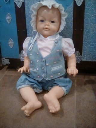 Vintage Ideal Bye Bye Baby Playpal Doll Molded Haiir Lifelike Size 25 "