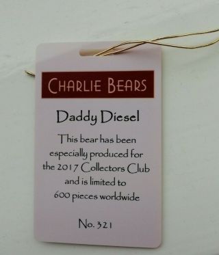 CHARLIE BEARS DADDY DIESEL No.  321 BEST FRIENDS CLUB 2017 RARE ONLY 600 MADE 9