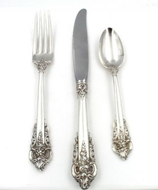 Wallace Silver Grand Baroque (sterling,  1941) 3 Piece Place Setting Nr 5447 - 5