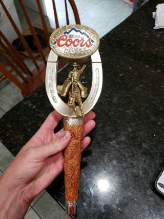 Vintage Coors Rodeo Beer Tap Handle Horse Shoe Buckle Design Rare