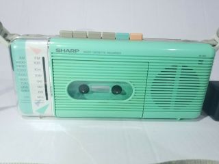 Vintage Sharp QT - 5 (GR) Green AM/FM Radio Cassette Recorder & Great 2