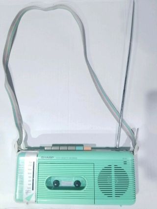 Vintage Sharp QT - 5 (GR) Green AM/FM Radio Cassette Recorder & Great 3