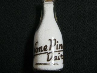 Vintage Rare Round Quart Milk Bottle Lone Pine Dairy Cambridge Wisconsin Wis Wi