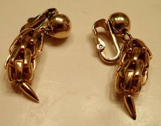 VTG GOLDEN WAVING WHEAT MID - CENTURY MODERN MODERNIST BROOCH & EARRINGS NAPIER 3