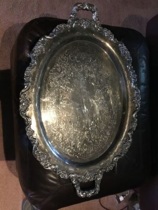 Large Vintage Silverplate Towle 6955 Footed Serving Tray 30 1/4”x20 1/4”x2 1/4”
