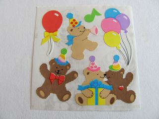 Rare Vintage Sandylion Kromekote Teddy Bear Birthday Party Sticker Mod Teddies