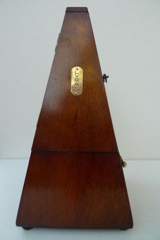 Antique Vintage Wooden Metronome Lyra With Hinged Door / Very Rare