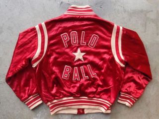 Vintage 90s Polo Ralph Lauren Satin Varsity Basketball Jacket Size L Coat Pwing