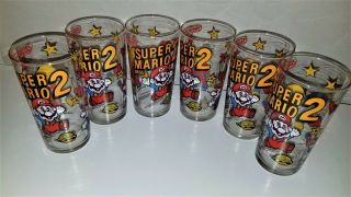 6 Vintage Nintendo Mario Bros.  2 1989 Cups / Glasses Rare