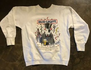 Vtg 1987 Anheuser - Busch Bud Light Spud Mackenzie White Crewneck Sweatshirt Sz L