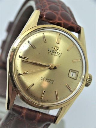 Vintage Gold Tissot Visodate Seastar Swiss Automatic Watch 1970s Exlnt Serviced