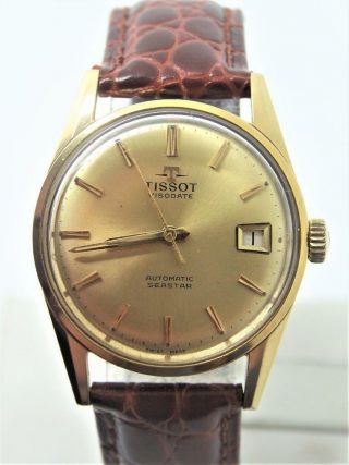 Vintage Gold TISSOT VISODATE SEASTAR Swiss Automatic Watch 1970s EXLNT SERVICED 2