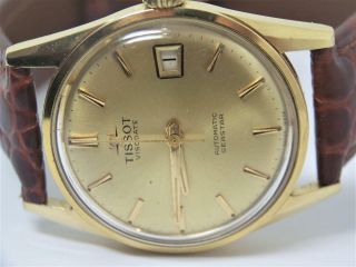 Vintage Gold TISSOT VISODATE SEASTAR Swiss Automatic Watch 1970s EXLNT SERVICED 3