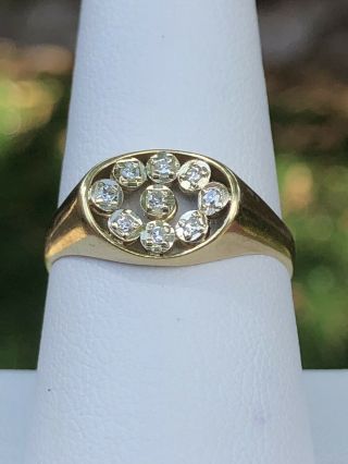 Diamond Ring Size 8 Solid 14k Yellow Gold Band Vintage Art Deco