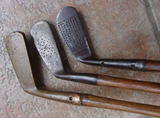 3 Antique Vintage 1915 J.  Macgregor Hickory Wood Shaft Golf Clubs Bobbie Iron 3