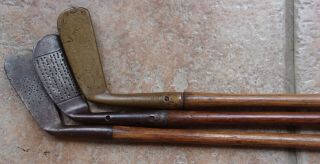 3 Antique Vintage 1915 J.  Macgregor Hickory Wood Shaft Golf Clubs Bobbie Iron 6