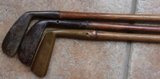 3 Antique Vintage 1915 J.  Macgregor Hickory Wood Shaft Golf Clubs Bobbie Iron 7