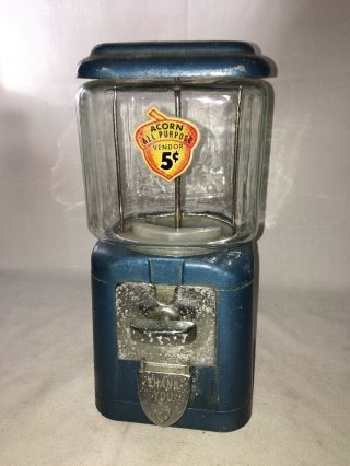 Oak Acorn Gumball Machine Vintage Glass