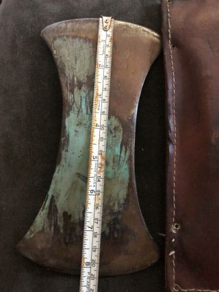 Vintage Hudson Bay Norlund Trail Blazer Double Bit Axe Head & Leather Sheath 2