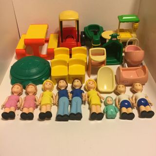 Vintage Little Tikes Doll House Furniture And Dolls