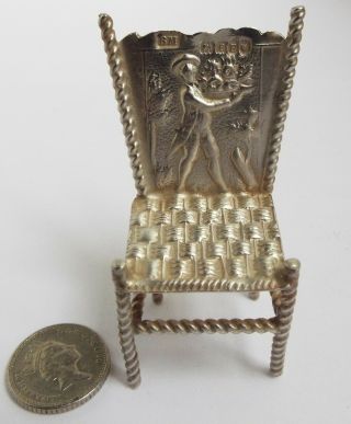 Lovely English Antique B Muller 1901 Miniature Sterling Silver Parlour Chair