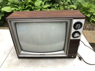 Vtg Sharp 1980s Wood Grain Tv Television Modern Swag Gaming Rca 19kp15b