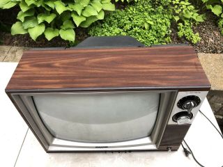 Vtg Sharp 1980s Wood Grain Tv Television Modern Swag Gaming Rca 19kp15b 3