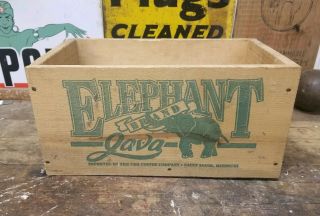 Vintage Elephant Java Brand Coffee Wooden Advertising Box Crate