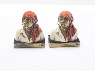 Vintage Bookends Pirate Buccaneer Mb Marion Bronze Bookends