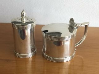 Antique Solid Silver Pepper & Mustard / Salt Pot - 133.  2 Grams