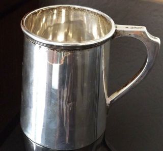 ANTIQUE CHESTER 1900 SOLID SILVER VICTORIAN 1/4 PINT TANKARD 103 grams 2