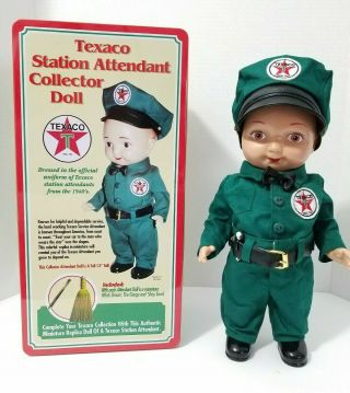 Texaco Buddy Lee Station Attendant Doll In Collector Tin Vintage 90s