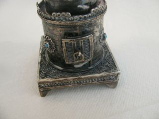 VINTAGE STERLING SILVER JUDAICA RARE SPICE TOWER BOX AND BUILT IN CANDLE HOLDER 6