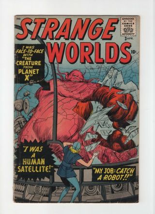 Strange Worlds 3 Vintage Marvel Atlas Comic Pre - Hero Horror Golden Age 10c
