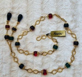 Nwt Vintage Napier Limited Edition Goldtone Multi Belt Necklace