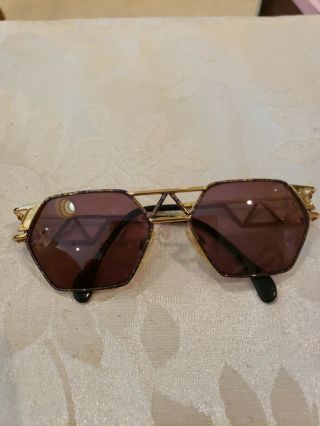 Vintage Cazal Sunglasses Womens,  1994 - 5.  Brown & Gold Tortoise Shell Frame.  Case