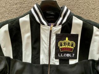 Troop " Ll Cool J " Leather Jacket Black/white Vtg Retro