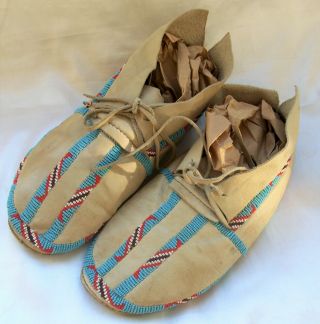Vintage Native American Beaded Moccasins Plains Cheyenne From Jay Mcgirt Estate