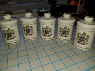 Apothecary Pharmacy Jar Set Of 5 Porcelain China Vintage Dom Japan