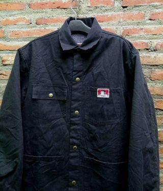 Vintage 90s BEN DAVIS USA Coat Blanket Lined Black jacket Mens Medium 2